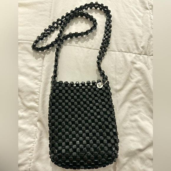 THE SAK Collection Small Beaded Fun Purse Bag Travel Summer EUC Unique Mini Blk - Picture 1 of 12